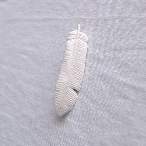 White FEATHER porcelain brooch