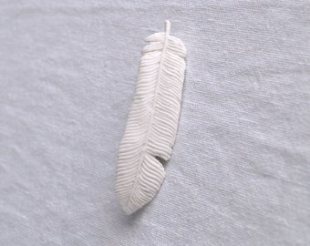 White FEATHER porcelain brooch