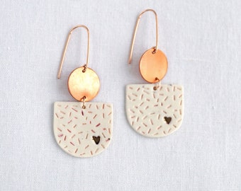 HEART porcelain and copper earrings