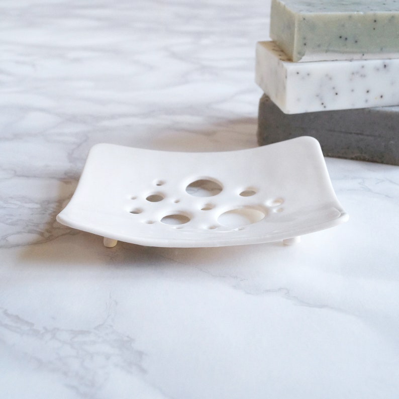 BUBBLE ceramic soap dish white porcelain white glaze Etsy