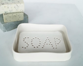 TYPO soap dish, pierced holes design, white