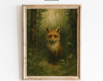 Fox in Forest – Vintage Woodland Animal Nursery Wall Art