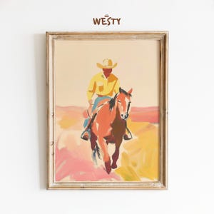 Abstract Cowboy Print | Colorful Western Art | Modern Horse Rider