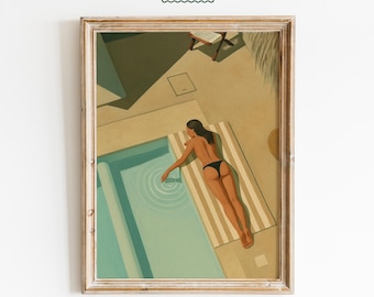 Poolside Relaxation Poster – Modern Summer Retro Wall Art