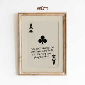 affiche de citation d'as de trèfle | Art mural cartes à jouer western | Impression de cow-boy inspirante