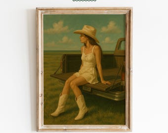 Poster di camion da cowgirl - Arte murale estetica vintage country western