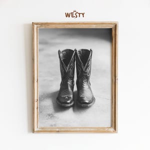 Black & White Cowboy Boots | Western Photography Print | Rustic Boot Decor