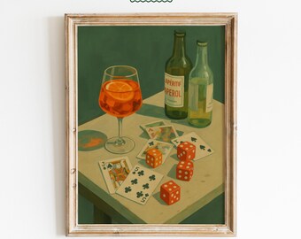 Aperol Spritz Bar Kunst - Retro Game Night Cocktail Wandposter
