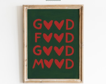 Good Mood Typography Print – Playful Heart Lettering Wall Art
