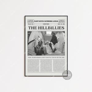 Impresión de periódico retro Baby Keem y Kendrick Lamar, póster de The Hillbillies, impresión con letra, póster de Baby Keem, póster de eerietimes, LC3 LESS54
