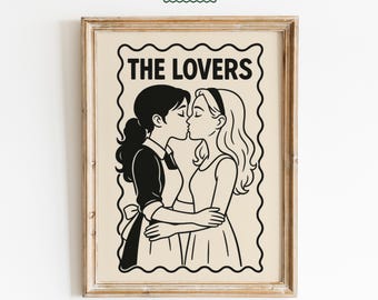 The Lovers – Bold Sapphic Tarot Style Lesbian Art Print