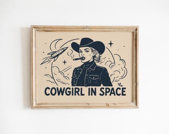 Cowgirl in Space – Retro Western Sci-Fi Poster