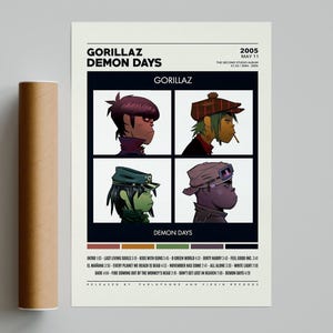 Gorillaz Posters / Demon Days Poster / Album Cover Poster, Print Wall Art, Custom Poster, Home Decor, Gorillaz, Demon Days