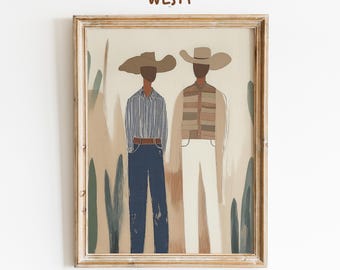 Desert Companions Western Cowboy Druck | Boho rustikale Wandkunst | Südwestlichen Wohnkultur