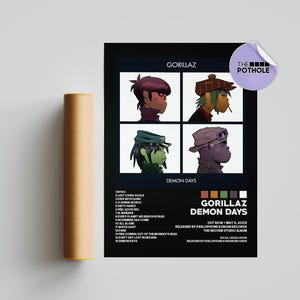 Gorillaz Posters / Demon Days Poster / Album Cover Poster, Print Wall Art, Custom Poster, Home Decor, Gorillaz, Demon Days, BLCK