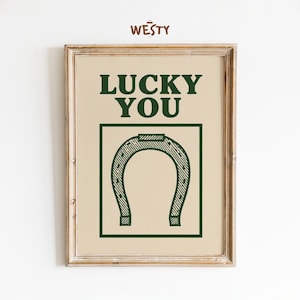 Lucky You Poster | Western Horseshoe Wall Art | Rustic Cowboy Good Luck Print