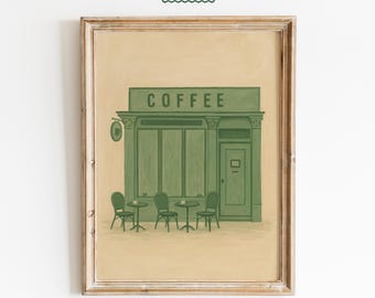 Illustratieposter coffeeshop – Vintage cafémuurkunst