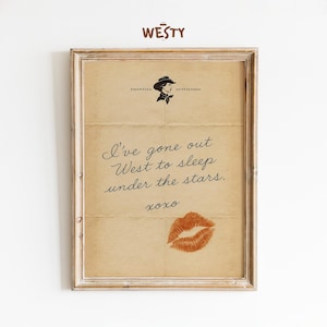 Aus West Poster | Vintage Liebesbrief Kunst | Schlafe unter dem Sternendruck