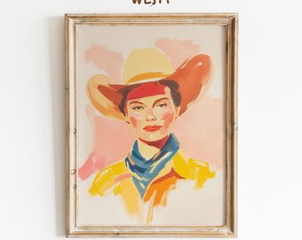 Colorful Cowgirl Art | Western Woman Print | Modern Cowgirl Poster