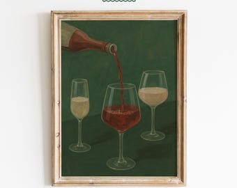 Wine Pouring Art Print – Elegant Bar and Dining Room Wall Poster