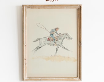 Rodeo Cowboy Poster | Vintage Western Wall Art | Rustic Cowboy Decor