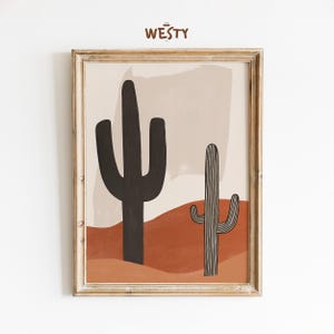 Minimalistischer Kaktus Druck | Western Wüste Wandkunst | Boho Südwesten Dekor