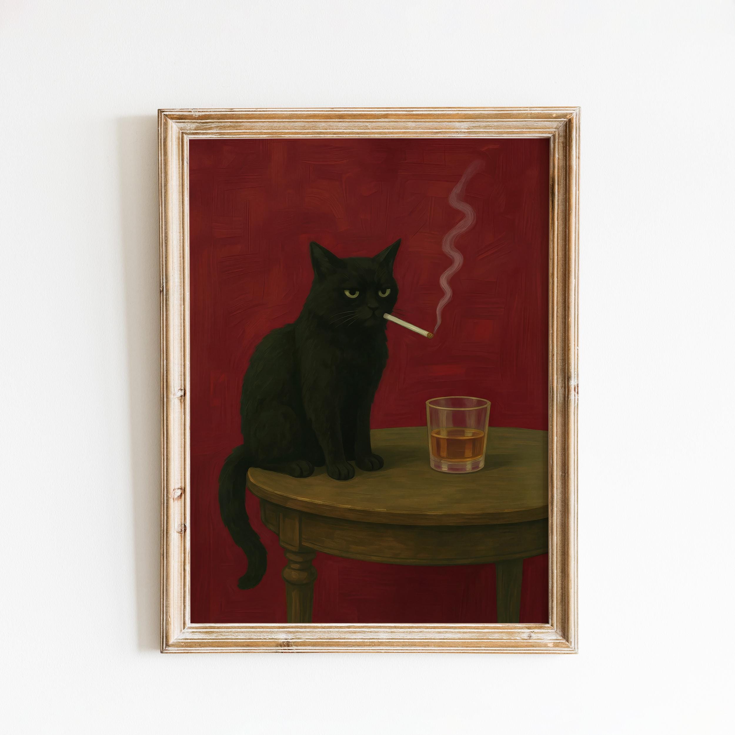 Smoking Black Cat