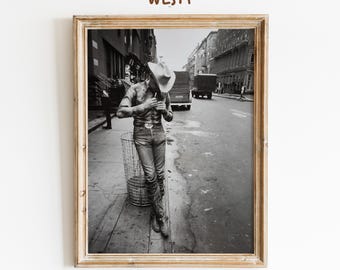 Poster vintage da cowboy / Arte murale western retrò / Stampa fotografica da cowboy