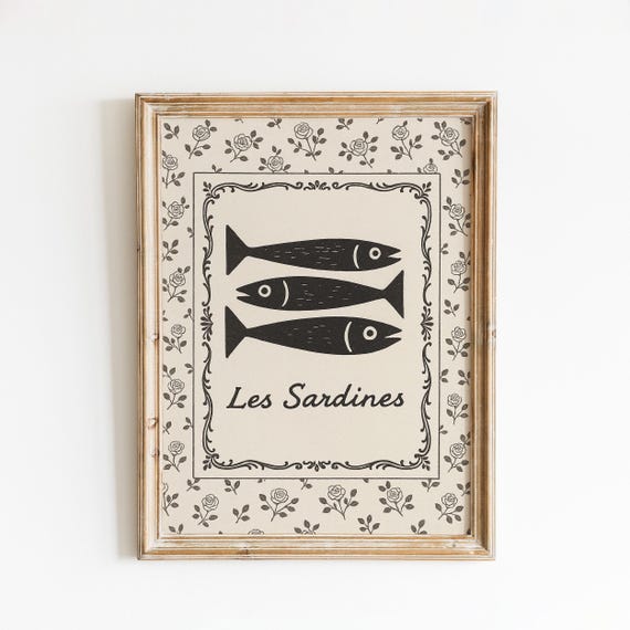 Les Sardines Poster – Vintage French Kitchen Wall Art
