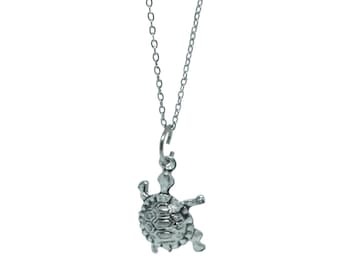 Filigree Turtle Pendant Necklace - Stainless Steel Animal Charm