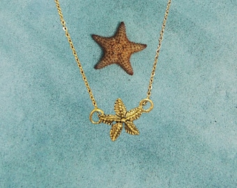 Gold Starfish Necklace: Tropical Ocean Jewelry