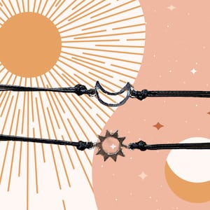 Moon and Sun Friendship Bracelets - Delicate Friendship Bracelets - Sun and Moon Bracelets - Bohemian Charm Bracelets - Gift For Friend