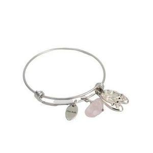 Ballerina Ballet Slippers Charm Bangle: Rose Quartz Accent