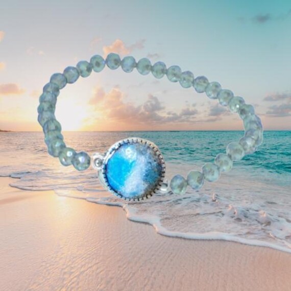 Ocean Beach Bracelet Beach Sand Bracelet Resin Art Bracelet Tropical Ocean Bracelet Wave Bracelet Beach Wedding Jewelry sparkle Etsy UK