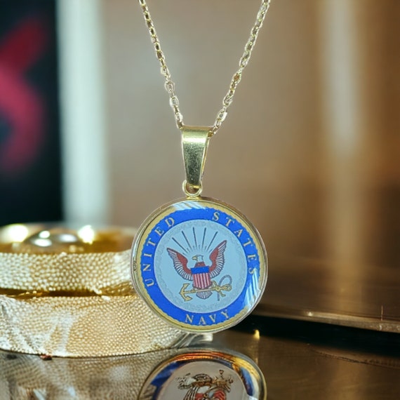 米海軍ペンダントネックレス - 10Kゴールドメッキ - ミリタリーギフト