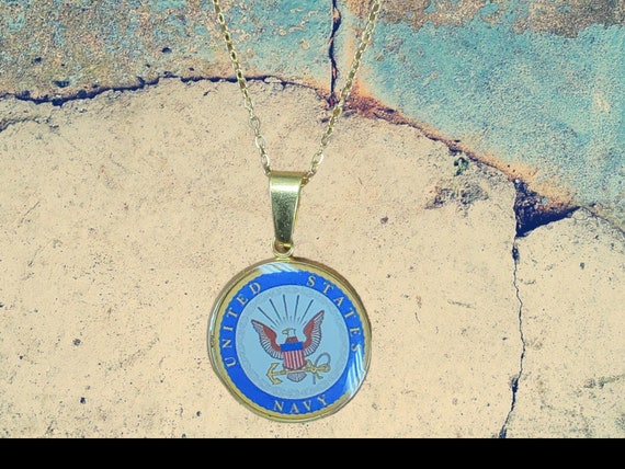 米海軍ペンダントネックレス - 10Kゴールドメッキ - ミリタリーギフト