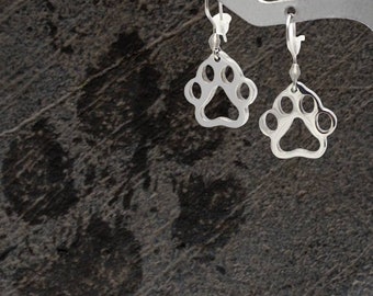 Stainless Steel Paw Print Earrings: Animal Lover Gift
