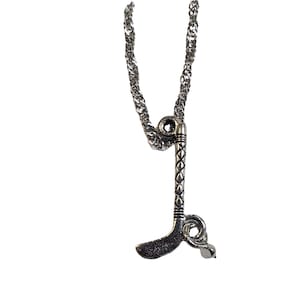 Hockey Stick and Puck Charm Necklace - Hockey Necklace - Sports - Hockey Mom - Hockey Player Gift - Christmas - Birthday - Gift