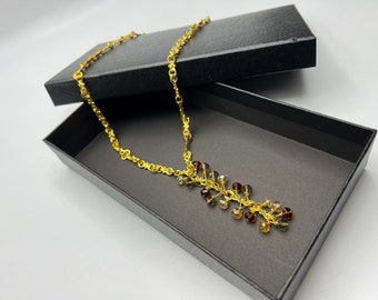 Gold Crystal Cluster Long Necklace - Bohemian Style