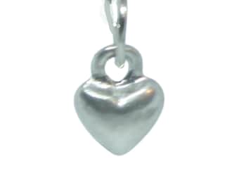 Silver Puffy Heart Pewter Charm