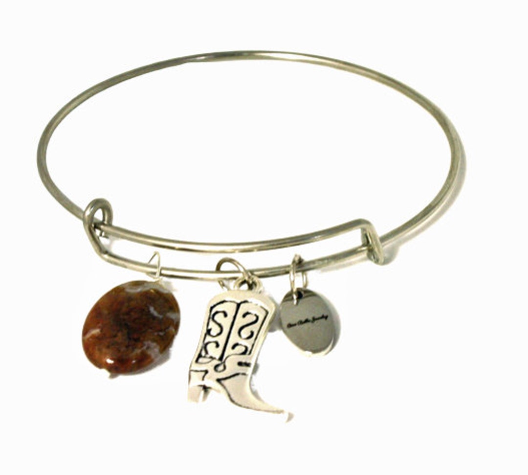 Boot Charm Bangle Bracelet Cowgirl Boot Charm Bracelet country