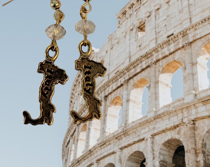 Italy Earrings - Gold Italian Earrings -  Gold Jewelry Gift for Italian -  Earrings For Women - Italian Women Gift - Italian Jewelry