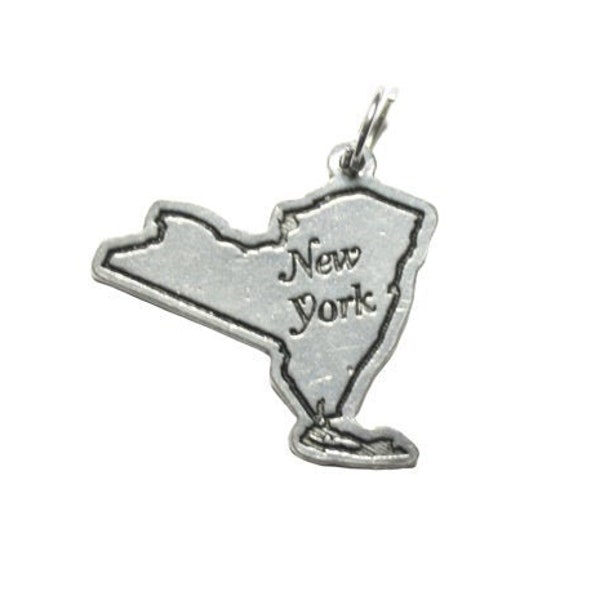 New York - NY State Charm - NYC - New York Charm - New York Jewelry - Silver New York Charm