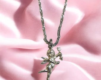 Zinvolle cupido-engel tinnen bedelketting