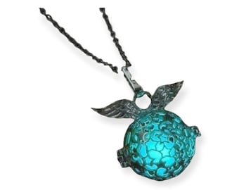 Angel Wing Glow in the Dark Pendant Necklace