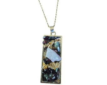 Goldkette mit buntem Edelstein-Anhänger | Eleganter Handgemachter Schmuck