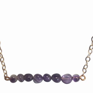 February Birthstone Amethyst Minimal Bar Necklace