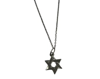 Pewter Star of David Pendant Necklace - Stainless Steel Chain