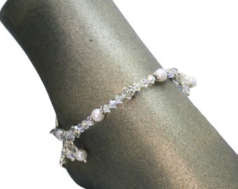 Crystal Ankle Bracelet - Bridal Anklet - Swarovski Crystal Anklet - Crystal Pearl Anklet - Crystal Ankle Bracelet