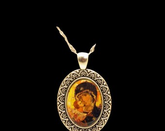 Madonna and Child Art, Christmas Necklace